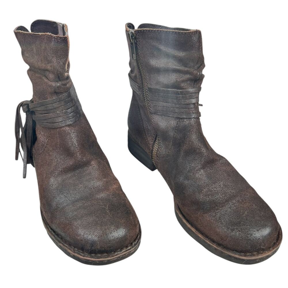 Born Women’s Cross Brown Distressed Fringe Ankle Boot Size US 9 - Picture 5 of 10